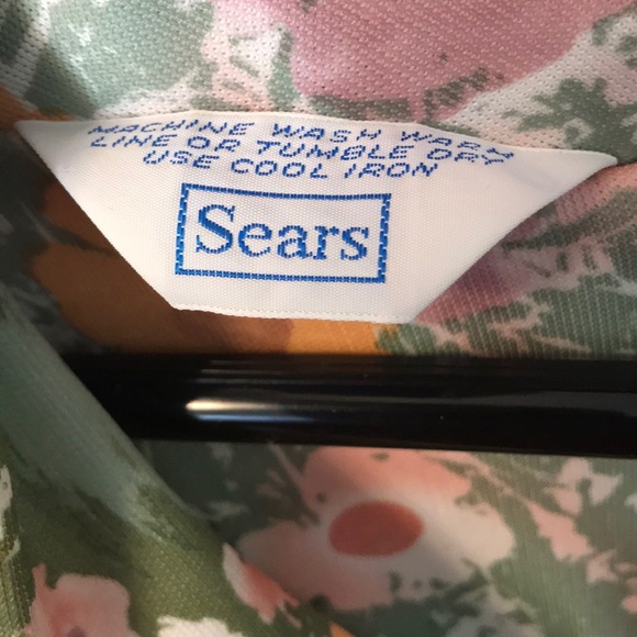 Vintage 70s/80s Sears Multicolor V Neck Day Dress - Picture 8 of 8